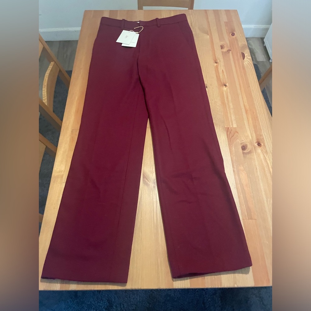 The Frankie Shop Burgundy Wide-Leg Trousers